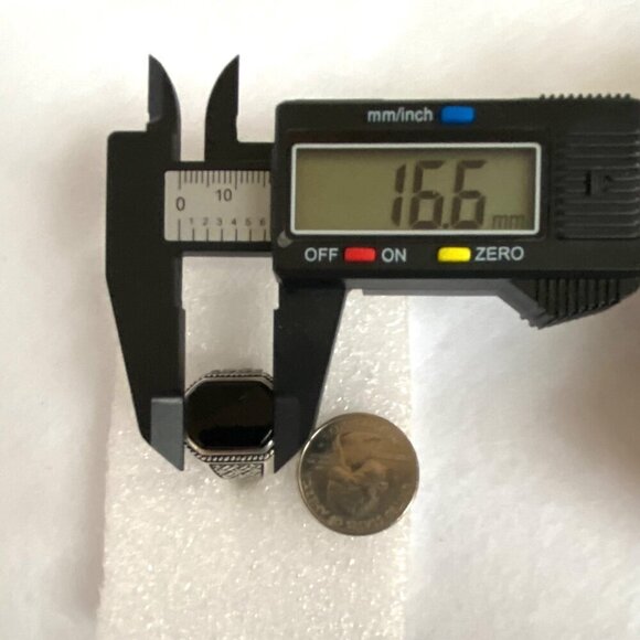 Sterling Silver 925 BS Black Onyx Signet Style Basketweave Unisex Band Ring Sz 9 - Picture 14 of 16